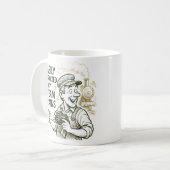 Leicht abgelenkt durch Dampfzug, Triebfahrzeugführ Kaffeetasse (Vorderseite Links)