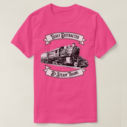 Leicht abgelenkt durch Dampfzüge Motor Locomotiv T-Shirt (Design vorne)