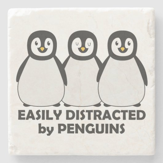 Leicht abgelenkt durch Pinguine Steinuntersetzer (Vorderseite)