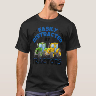 Leicht abgelenkt durch Traktoren Bauer grün gelb T-Shirt
