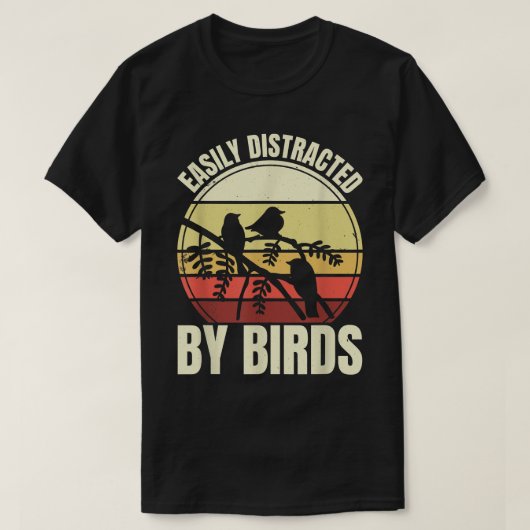leicht abgelenkt durch Vögel, Vogelbeobachtung und T-Shirt (Design vorne)