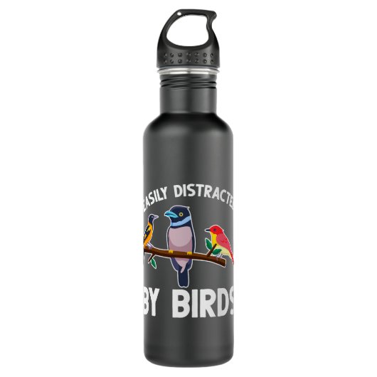 Leicht abgelenkt durch Vogelbeobachter Edelstahlflasche (Vorderseite)