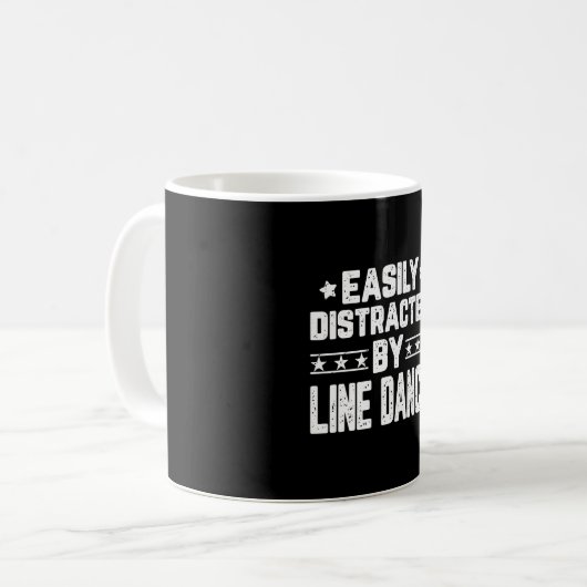 Leicht abgelenkt mit Line Dance Funny Line Tanz Kaffeetasse (Vorderseite Links)