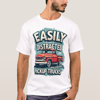 Leicht abgelenkt von alten Lieferwagen-LKW - Vinta T-Shirt
