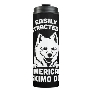 Leicht abgelenkt von amerikanischen Eskimo-Hunden Thermosbecher