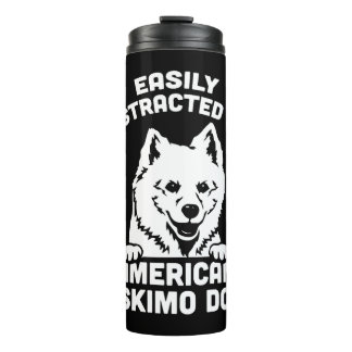 Leicht abgelenkt von amerikanischen Eskimo-Hunden Thermosbecher
