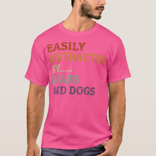 Leicht abgelenkt von Bären & Hunden Retro Vintag u T-Shirt