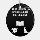 Leicht abgelenkt von Büchern Katzen und Drachen Keramik Ornament (Links)