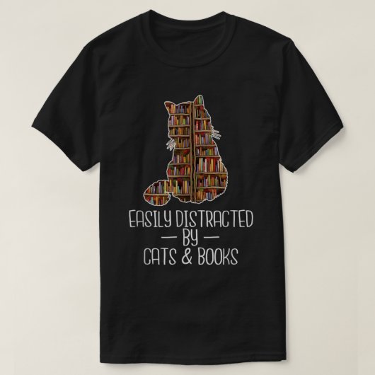 Leicht abgelenkt von Cats Books Lover Book Nerd L T-Shirt (Design vorne)