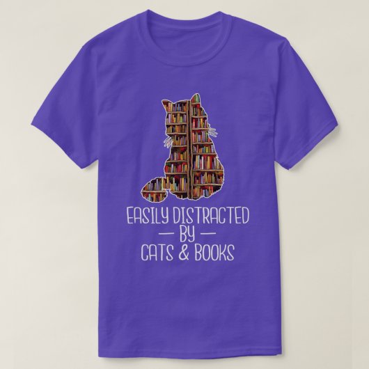 Leicht abgelenkt von Cats & Books Lover Book Nerd T-Shirt (Design vorne)