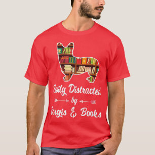 Leicht abgelenkt von Corgis & Books Funny Reader L T-Shirt