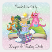 Leicht abgelenkt von Drachen und Fantasiebüchern Quadratischer Aufkleber (Vorderseite)