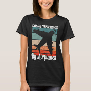 Leicht abgelenkt von Flugzeugen Flugzeug Retro Vin T-Shirt