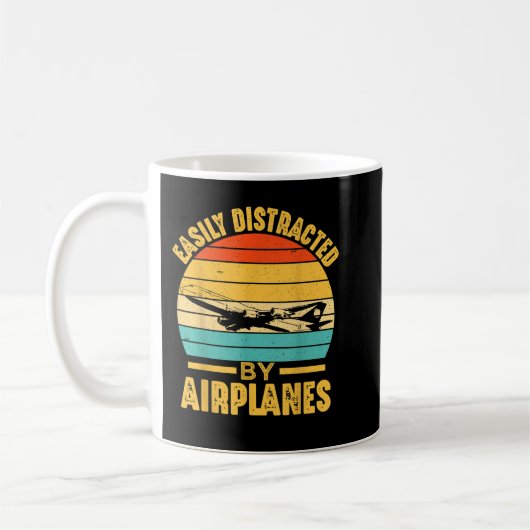 Leicht abgelenkt von Flugzeugen Pilot Geschenke Fu Kaffeetasse (Links)
