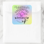 Leicht abgelenkt von Flugzeugen Pilot Quadratischer Aufkleber (Tasche)