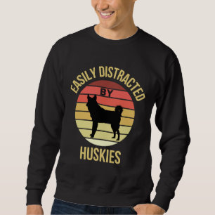 Leicht abgelenkt von Huskies Vintag Retro Husky Sweatshirt