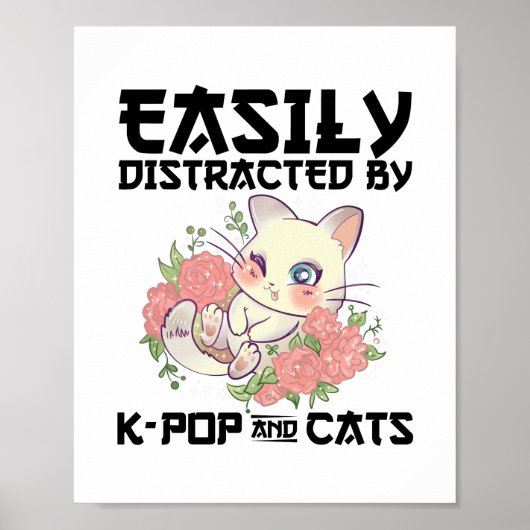 Leicht abgelenkt von K-Pop und Katzen | Geschenke Poster (Vorne)