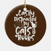 Leicht abgelenkt von Katzen Bücher Buch Katze lese Keramik Ornament (Hinten)