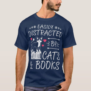 Leicht abgelenkt von Katzen Bücher Frauen T-Shirt