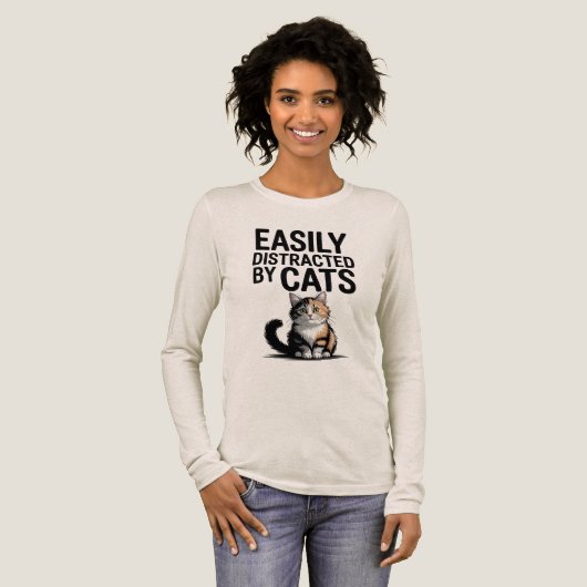 Leicht abgelenkt von Katzen Funny Feline Design Tri-Blend Shirt (Volle Vorderseite)