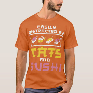 Leicht abgelenkt von Katzen Sushi Japan Küche Küch T-Shirt