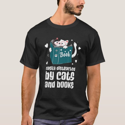 Leicht abgelenkt von Katzen und Büchern Cat and Bo T-Shirt (Vorderseite)