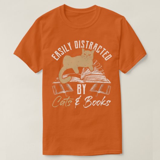 Leicht abgelenkt von Katzen und Büchern Cat & Book T-Shirt (Design vorne)