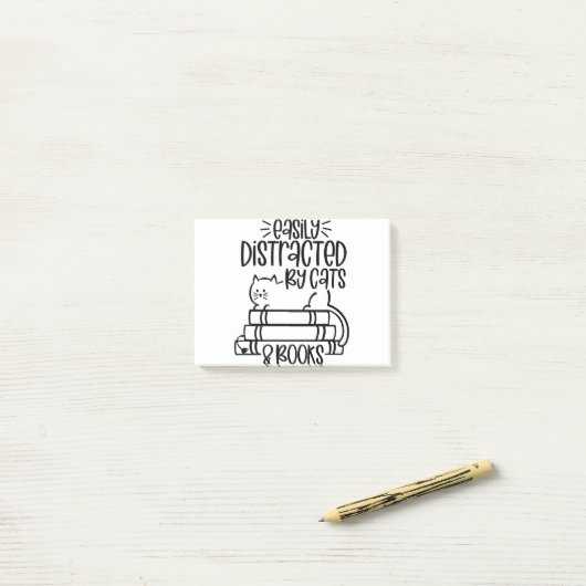Leicht abgelenkt von Katzen und Büchern Cat Funny Post-it Klebezettel (Auf Schreibtisch)