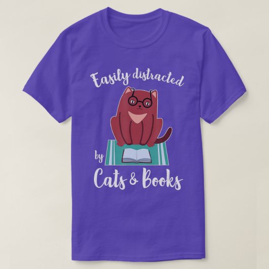 Leicht abgelenkt von Katzen und Büchern für Buch o T-Shirt (Design vorne)