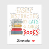 Leicht abgelenkt von Katzen und Büchern - Katze _  Aufkleber (Blatt)