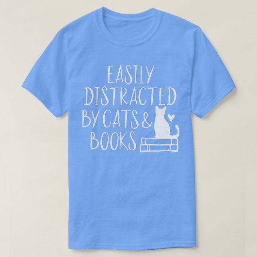 Leicht abgelenkt von Katzen und Büchern - Niedlich T-Shirt (Design vorne)
