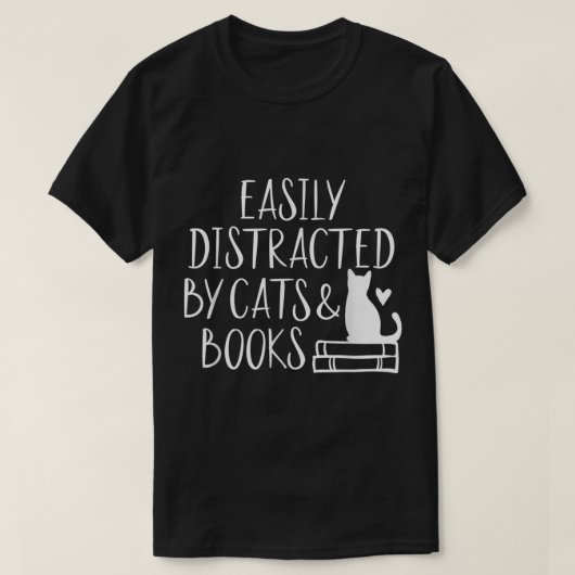 Leicht abgelenkt von Katzen und Büchern - Niedlich T-Shirt (Design vorne)