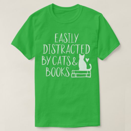 Leicht abgelenkt von Katzen und BüchernCute Book L T-Shirt (Design vorne)