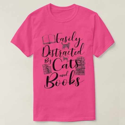 Leicht abgelenkt von Katzen- und Buchleser Lover G T-Shirt (Design vorne)