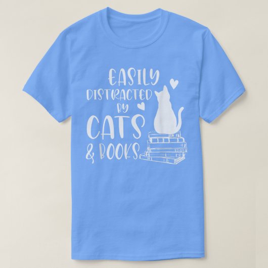Leicht abgelenkt von Katzen und Buchliebhabern T-Shirt (Design vorne)