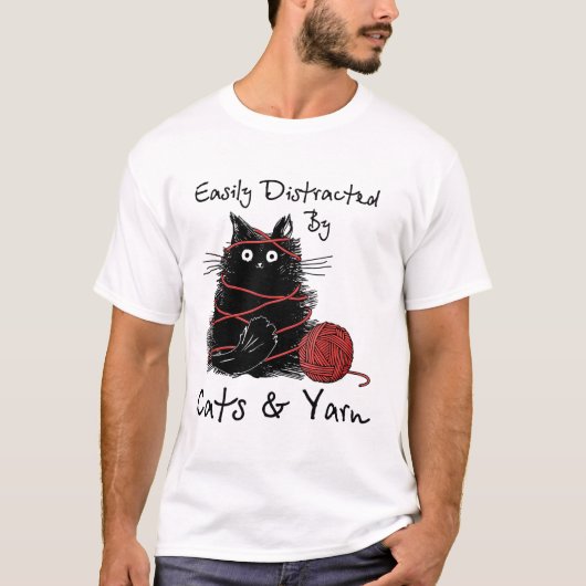 Leicht abgelenkt von Katzen und Garn T - Shirt (Vorderseite)