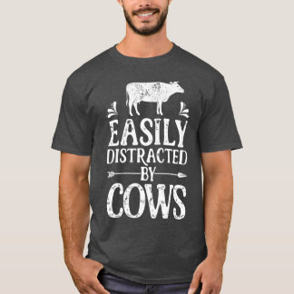 Leicht abgelenkt von Kühen Funny Cow Bauer Frauen T-Shirt