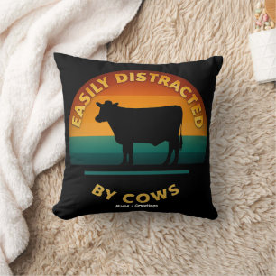 Leicht abgelenkt von Kühen Funny Farm Geschenk Lov Kissen