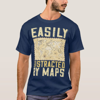 Leicht abgelenkt von Maps Funny Geography Lehrer T-Shirt
