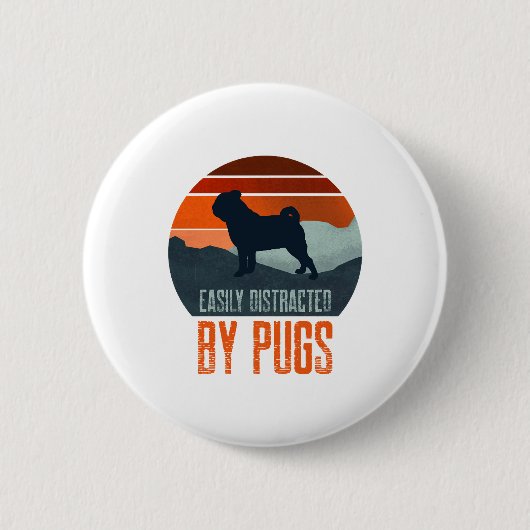 Leicht abgelenkt von Mops, die laufen Button (Vorderseite)
