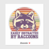 Leicht abgelenkt von Raccoons Retro Vintager Sonne Aufkleber (Blatt)