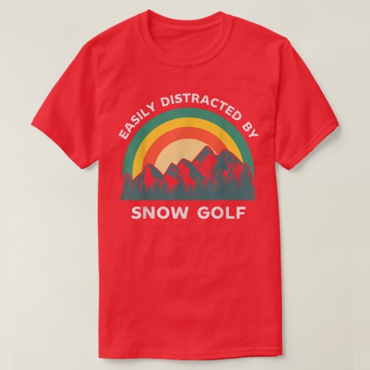 Leicht abgelenkt von Schneegolf Wintersport T-Shirt (Design vorne)