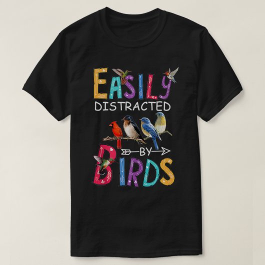 Leicht abgelenkt von Vögeln Funny Bird T-Shirt (Design vorne)