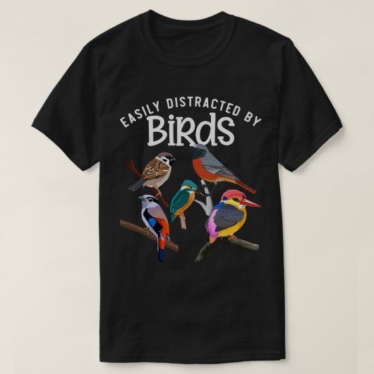 Leicht abgelenkt von Vögeln Vogelbeobachter Vögel  T-Shirt (Design vorne)