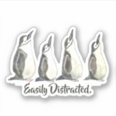 Leicht abgelenkte Pinguine in einer Wasserfarbe Aufkleber (Vorderseite)