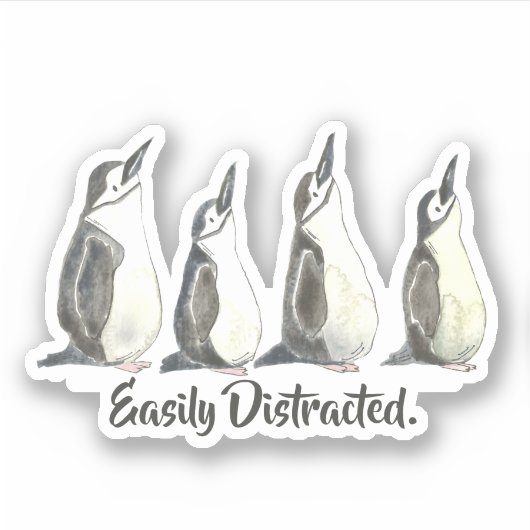 Leicht abgelenkte Pinguine in einer Wasserfarbe Aufkleber (Vorderseite)