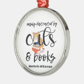 LEICHT ABGESCHLOSSEN VON KATZEN UND BÜCHERN ORNAMENT AUS METALL (Links)