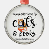 LEICHT ABGESCHLOSSEN VON KATZEN UND BÜCHERN ORNAMENT AUS METALL (Vorne)