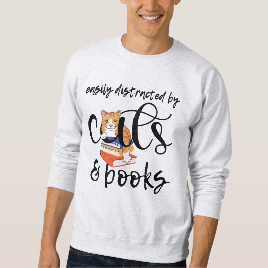 LEICHT ABGESCHLOSSEN VON KATZEN UND BÜCHERN SWEATSHIRT (Vorderseite)