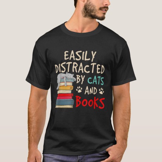 LEICHT ABGESCHLOSSEN VON KATZEN UND BÜCHERN T-Shirt (Vorderseite)